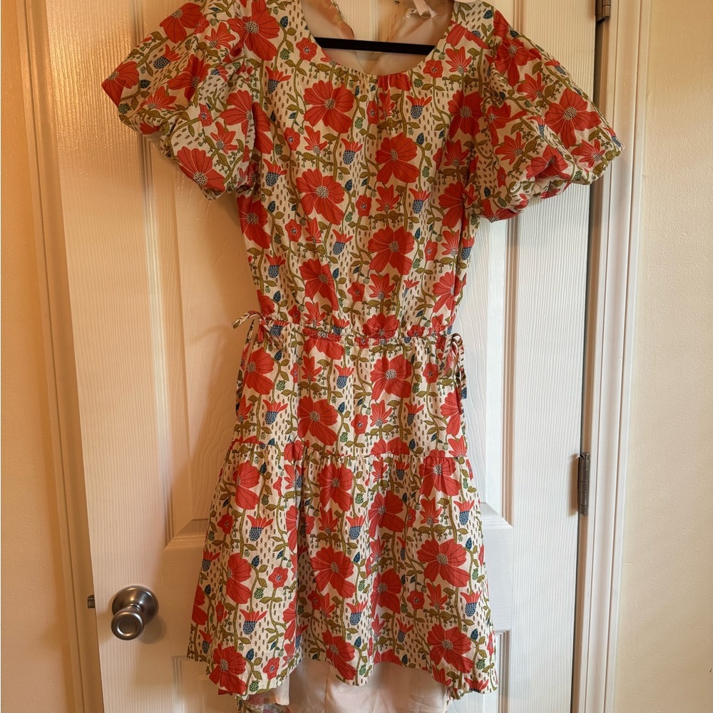 Floral Red and Green Dress